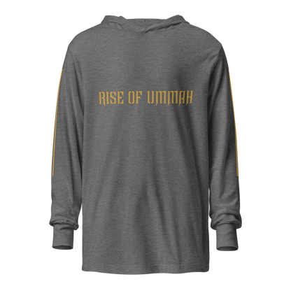 MEN's Hooded Long-Sleeve - RISE OF UMMAH (Back Wings/Arm Stripes) - Gold/White