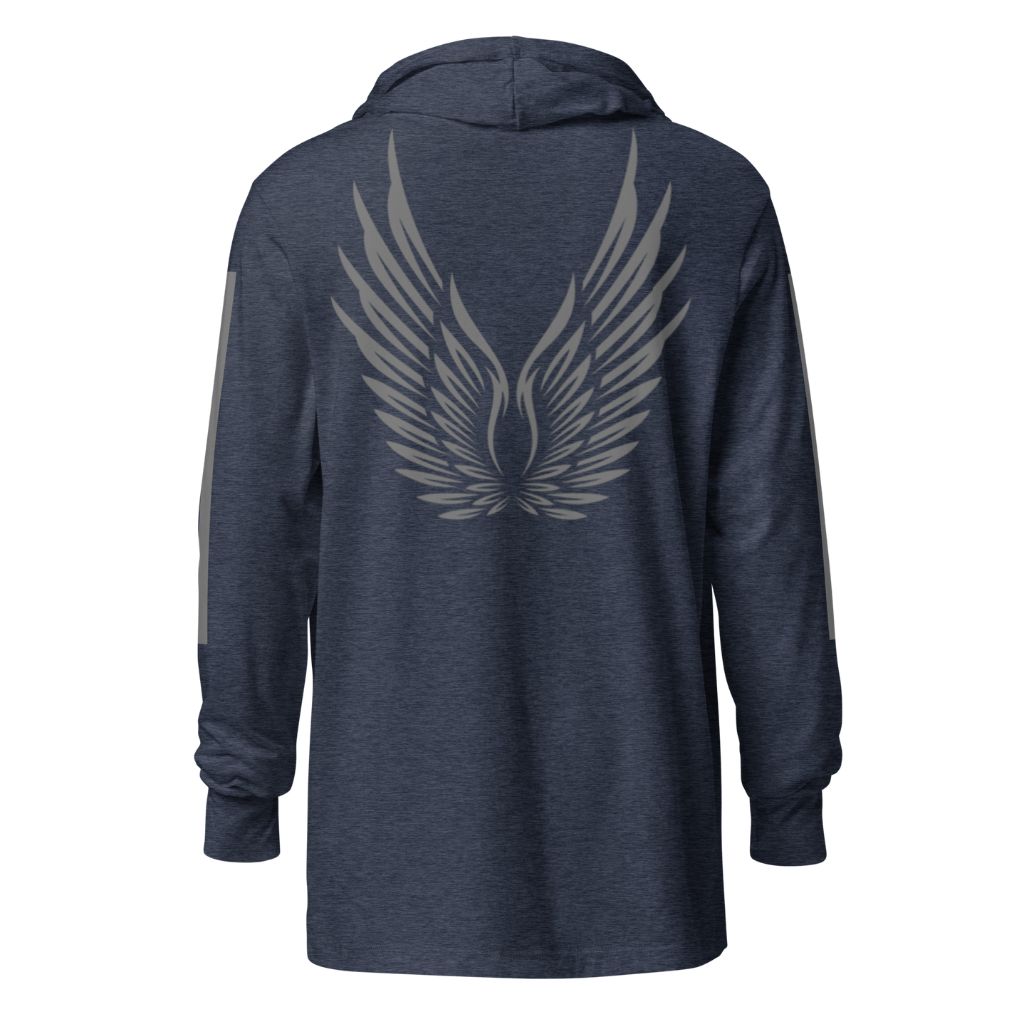 MEN's Hooded Long-Sleeve - RISE OF UMMAH (Back Wings/Arm Stripes) - Silver/White