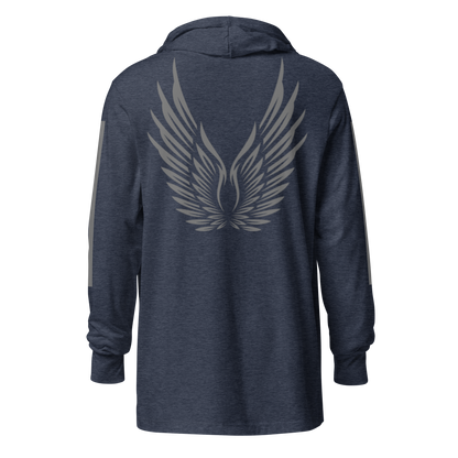 MEN's Hooded Long-Sleeve - RISE OF UMMAH (Back Wings/Arm Stripes) - Silver/White