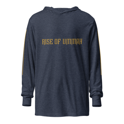 MEN's Hooded Long-Sleeve - RISE OF UMMAH (Back Wings/Arm Stripes) - Gold/White