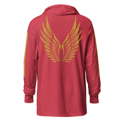 MEN's Hooded Long-Sleeve - RISE OF UMMAH (Back Wings/Arm Stripes) - Gold/White