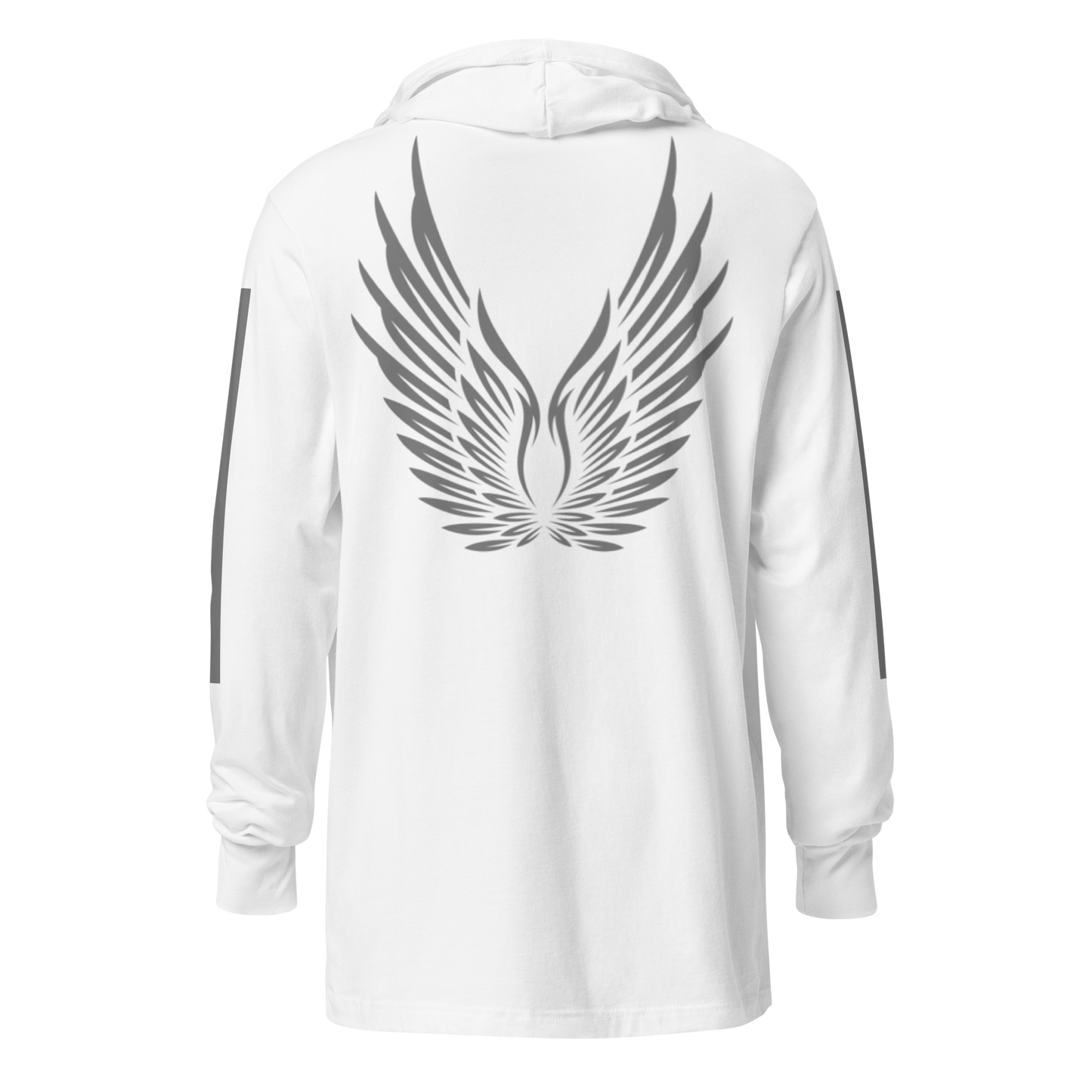 MEN's Hooded Long-Sleeve - RISE OF UMMAH (Back Wings/Arm Stripes) - Silver/White