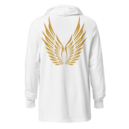 MEN's Hooded Long-Sleeve - RISE OF UMMAH (Back Wings) - Gold/White