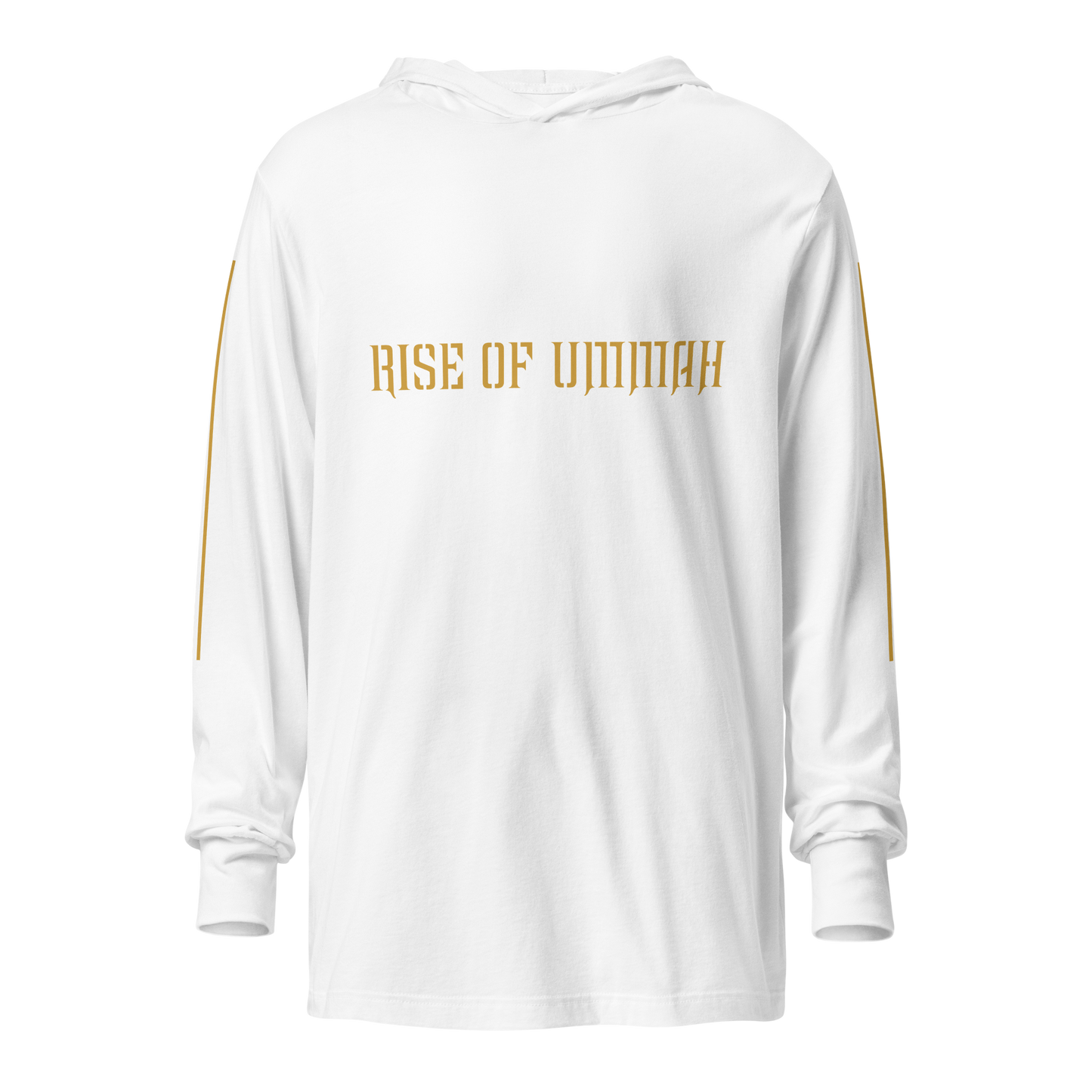 MEN's Hooded Long-Sleeve - RISE OF UMMAH (Back Wings/Arm Stripes) - Gold/White