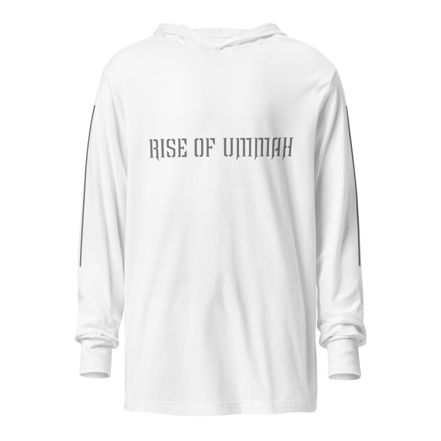 MEN's Hooded Long-Sleeve - RISE OF UMMAH (Back Wings/Arm Stripes) - Silver/White