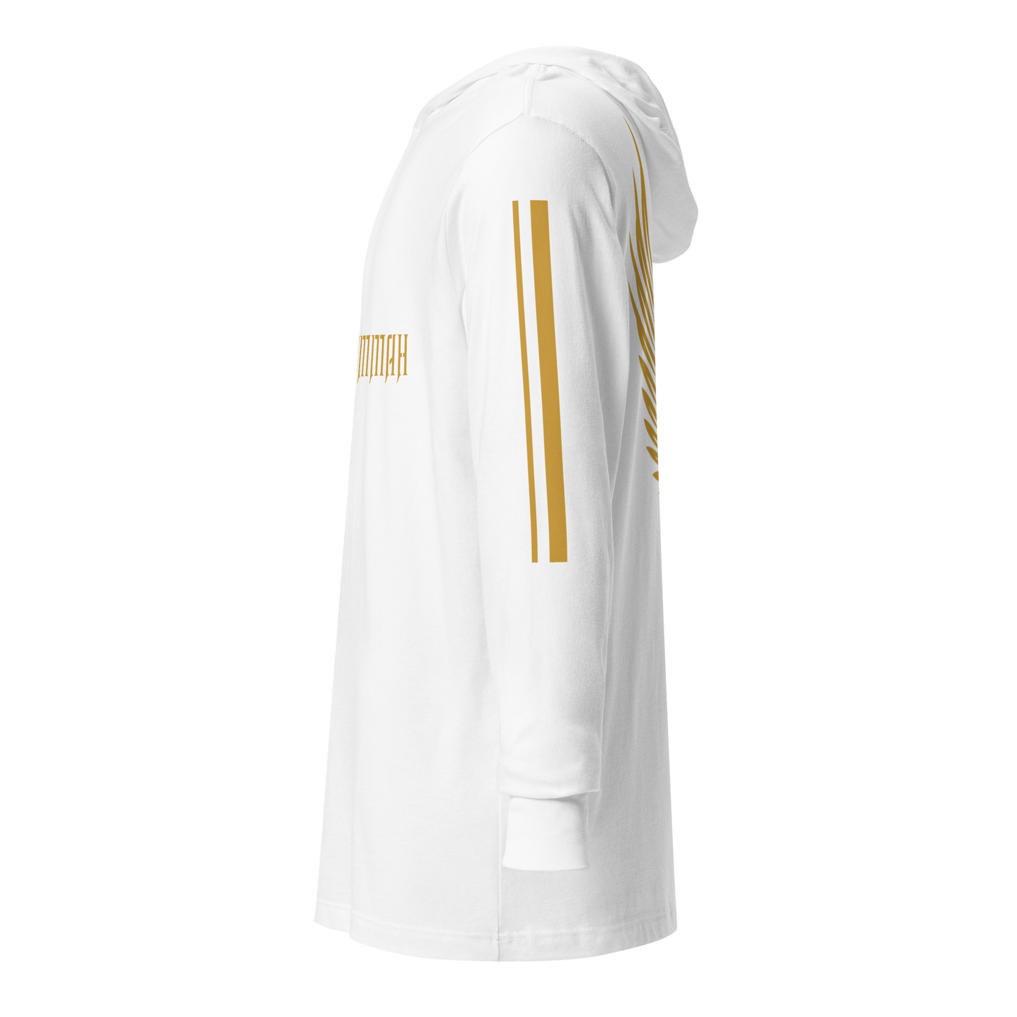 MEN's Hooded Long-Sleeve - RISE OF UMMAH (Back Wings/Arm Stripes) - Gold/White