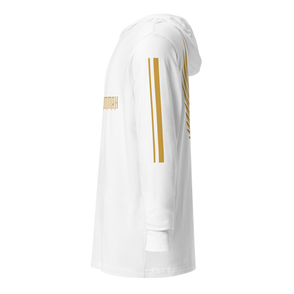 MEN's Hooded Long-Sleeve - RISE OF UMMAH (Back Wings/Arm Stripes) - Gold/White