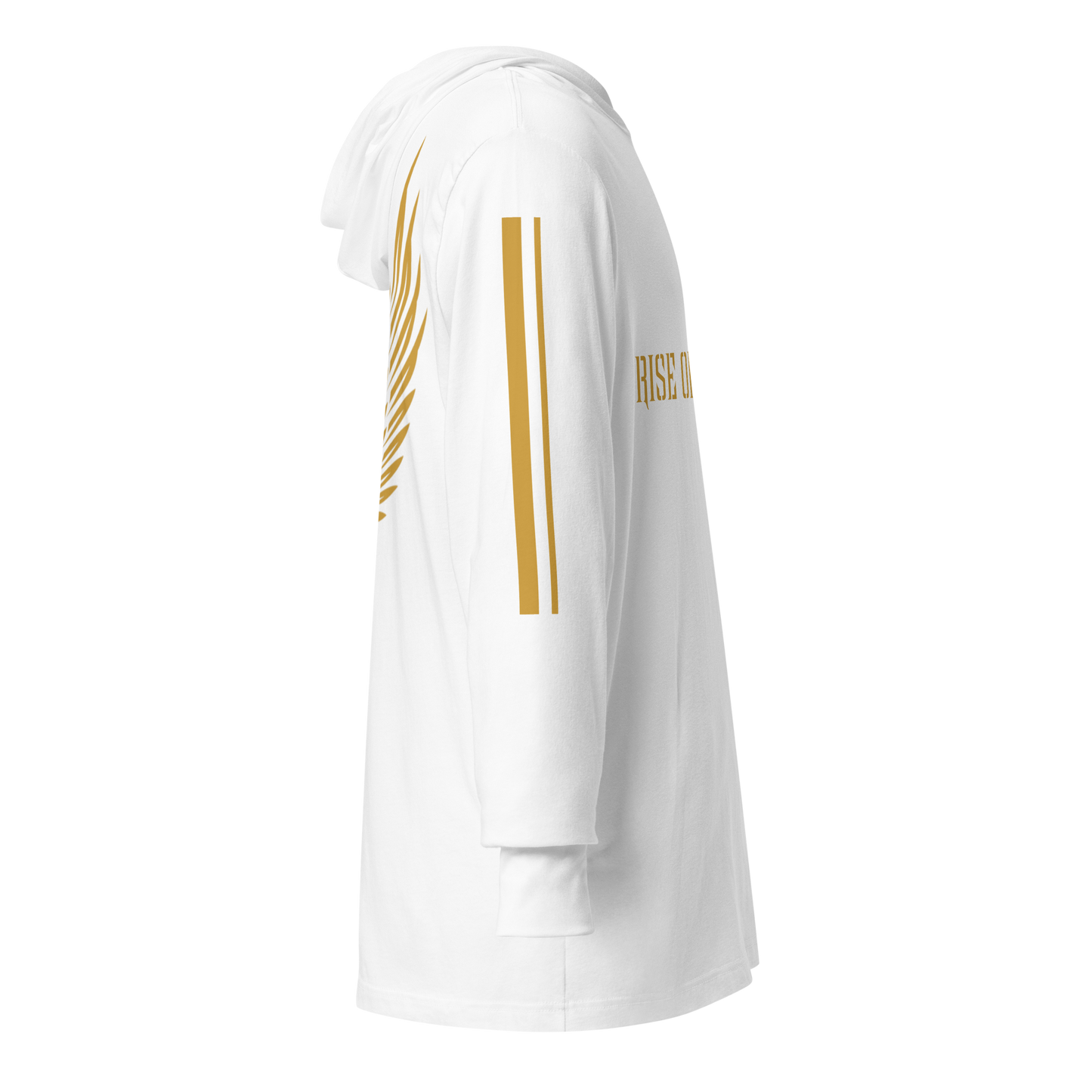 MEN's Hooded Long-Sleeve - RISE OF UMMAH (Back Wings/Arm Stripes) - Gold/White