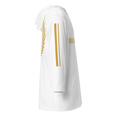 MEN's Hooded Long-Sleeve - RISE OF UMMAH (Back Wings/Arm Stripes) - Gold/White