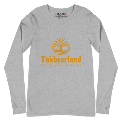 ADULT Long Sleeve Shirt - TAKBEERLAND FULL LOGO (Centered/Medium) - Gold