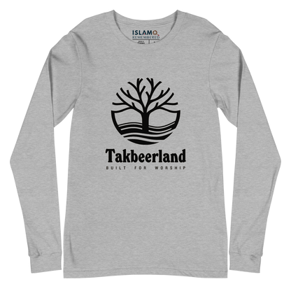 ADULT Long Sleeve Shirt - TAKBEERLAND FULL LOGO (Centered/Large) - Black