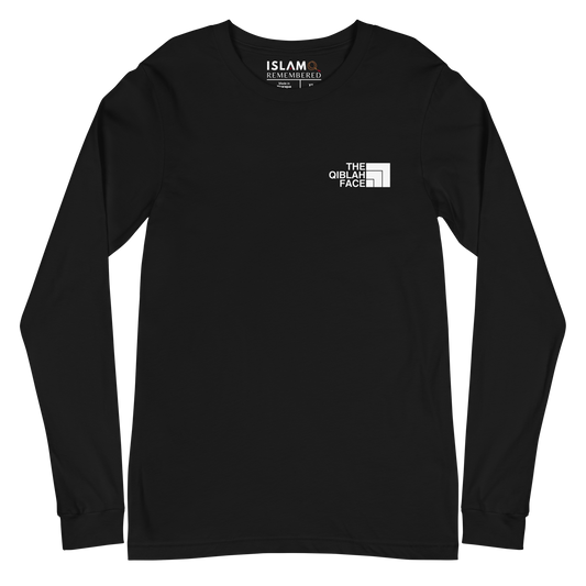 ADULT Long Sleeve Shirt - THE QIBLAH FACE (Small Logo Front/Back) - White