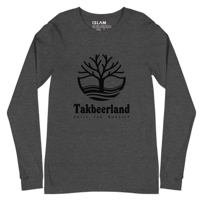 ADULT Long Sleeve Shirt - TAKBEERLAND FULL LOGO (Centered/Large) - Black