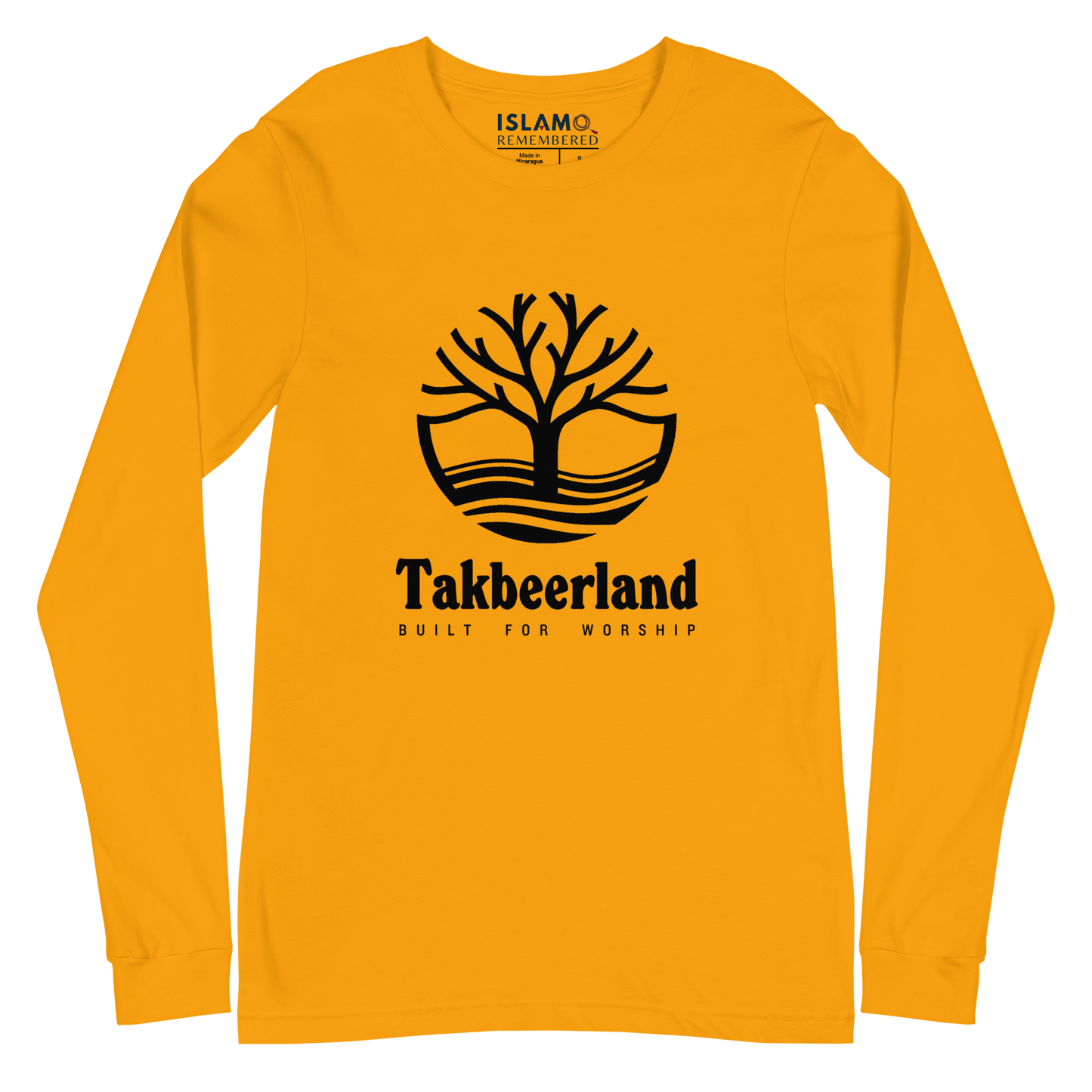 ADULT Long Sleeve Shirt - TAKBEERLAND FULL LOGO (Centered/Large) - Black