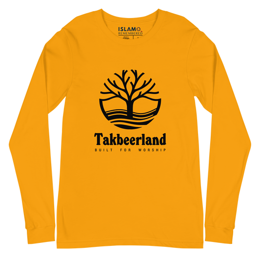 ADULT Long Sleeve Shirt - TAKBEERLAND FULL LOGO (Centered/Large) - Black