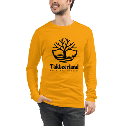 ADULT Long Sleeve Shirt - TAKBEERLAND FULL LOGO (Centered/Large) - Black