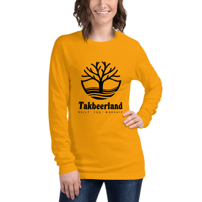 ADULT Long Sleeve Shirt - TAKBEERLAND FULL LOGO (Centered/Large) - Black