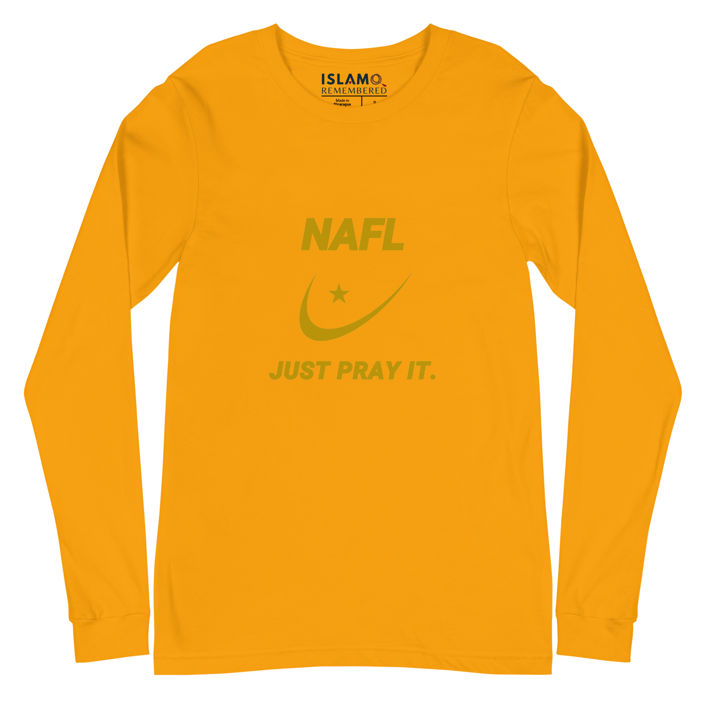 ADULT Long Sleeve Shirt - NAFL JUST PRAY IT w/ Logo - Gold