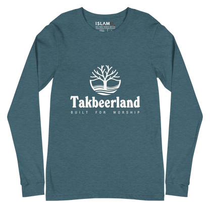 ADULT Long Sleeve Shirt - TAKBEERLAND FULL LOGO (Centered/Medium) - White