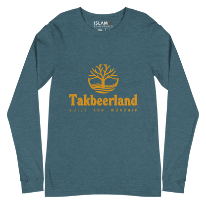 ADULT Long Sleeve Shirt - TAKBEERLAND FULL LOGO (Centered/Medium) - Gold