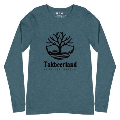 ADULT Long Sleeve Shirt - TAKBEERLAND FULL LOGO (Centered/Large) - Black