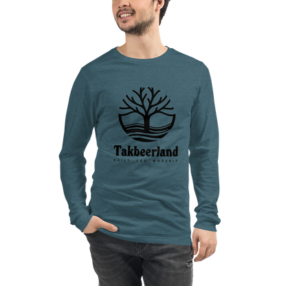 ADULT Long Sleeve Shirt - TAKBEERLAND FULL LOGO (Centered/Large) - Black