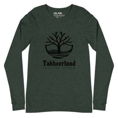 ADULT Long Sleeve Shirt - TAKBEERLAND FULL LOGO (Centered/Large) - Black