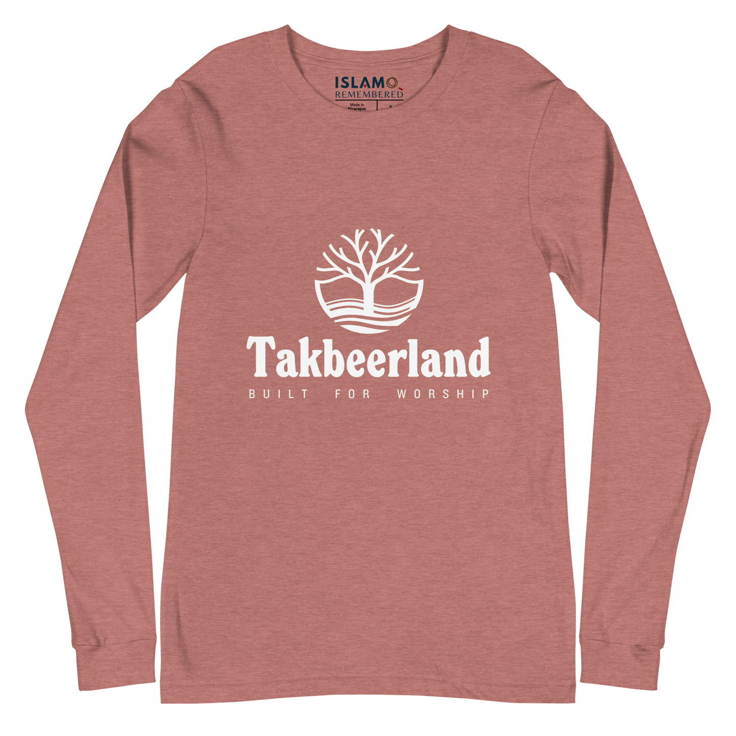 ADULT Long Sleeve Shirt - TAKBEERLAND FULL LOGO (Centered/Medium) - White