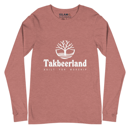 ADULT Long Sleeve Shirt - TAKBEERLAND FULL LOGO (Centered/Medium) - White