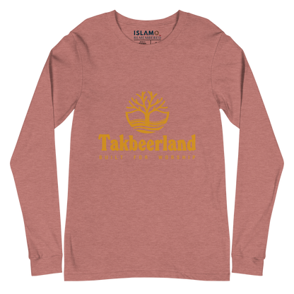 ADULT Long Sleeve Shirt - TAKBEERLAND FULL LOGO (Centered/Medium) - Gold