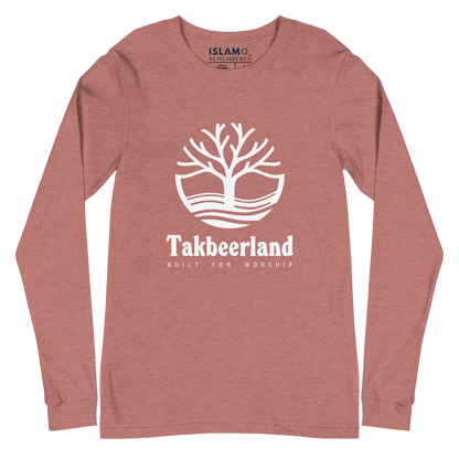 ADULT Long Sleeve Shirt - TAKBEERLAND FULL LOGO (Centered/Large) - White