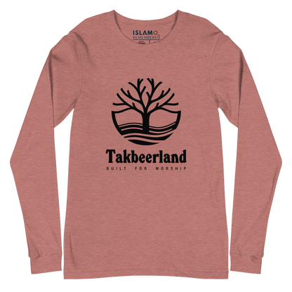 ADULT Long Sleeve Shirt - TAKBEERLAND FULL LOGO (Centered/Large) - Black