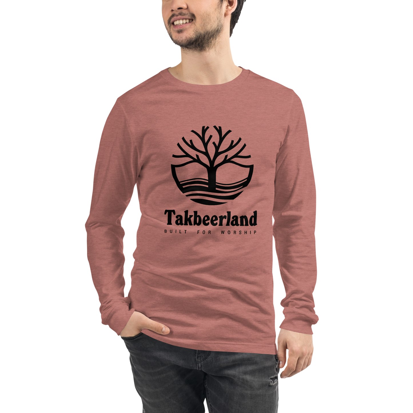 ADULT Long Sleeve Shirt - TAKBEERLAND FULL LOGO (Centered/Large) - Black