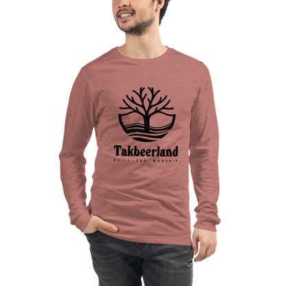 ADULT Long Sleeve Shirt - TAKBEERLAND FULL LOGO (Centered/Large) - Black