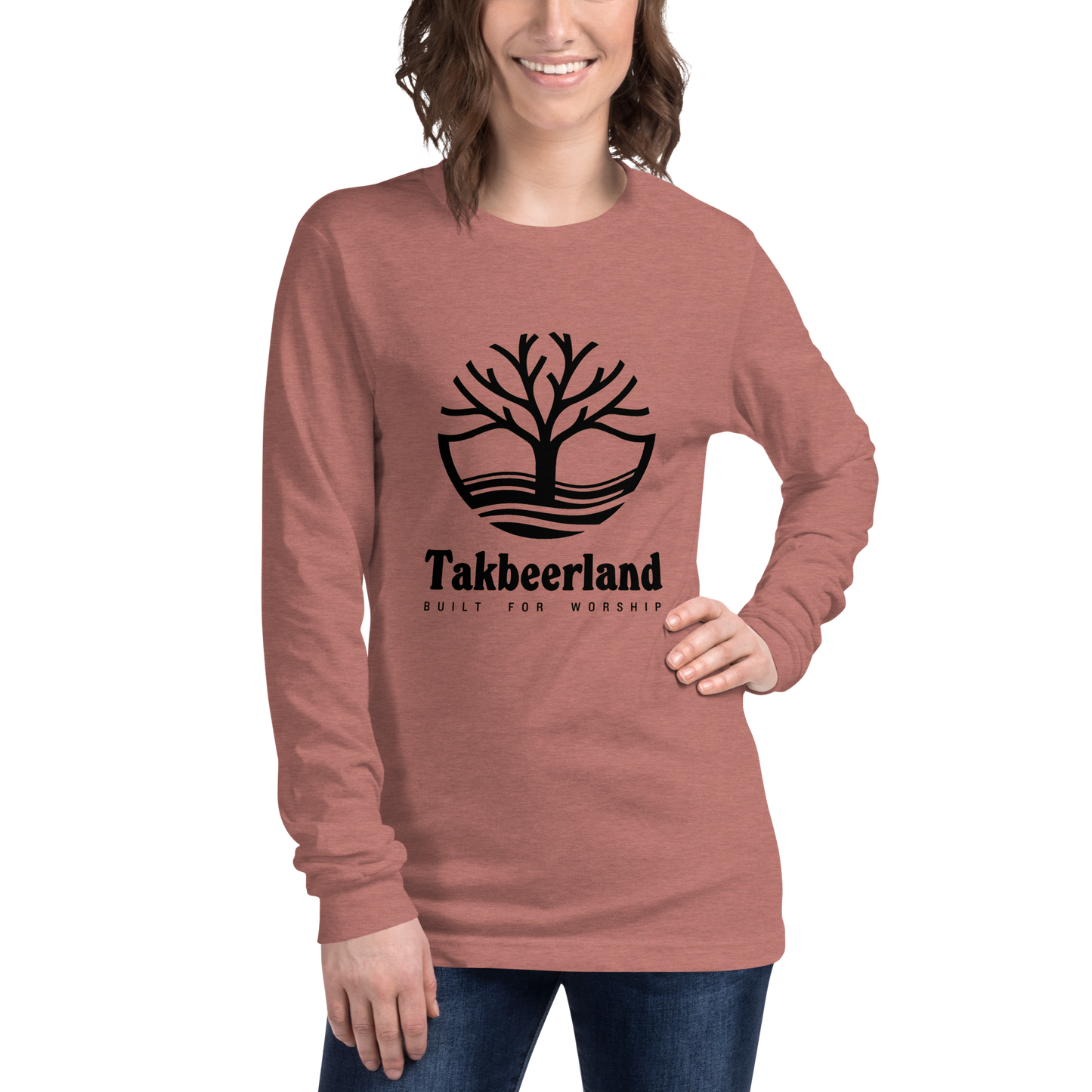 ADULT Long Sleeve Shirt - TAKBEERLAND FULL LOGO (Centered/Large) - Black