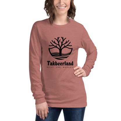 ADULT Long Sleeve Shirt - TAKBEERLAND FULL LOGO (Centered/Large) - Black