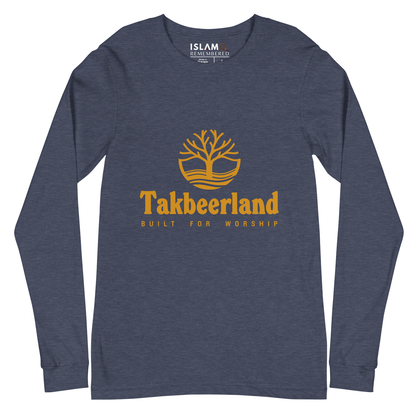 ADULT Long Sleeve Shirt - TAKBEERLAND FULL LOGO (Centered/Medium) - Gold