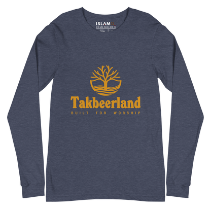 ADULT Long Sleeve Shirt - TAKBEERLAND FULL LOGO (Centered/Medium) - Gold