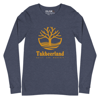 ADULT Long Sleeve Shirt - TAKBEERLAND FULL LOGO (Centered/Large) - Gold