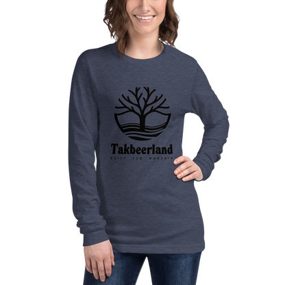 ADULT Long Sleeve Shirt - TAKBEERLAND FULL LOGO (Centered/Large) - Black