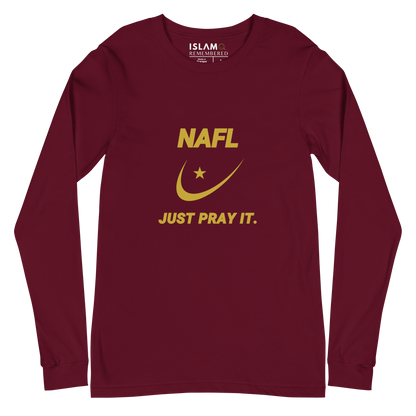 ADULT Long Sleeve Shirt - NAFL JUST PRAY IT w/ Logo - Gold