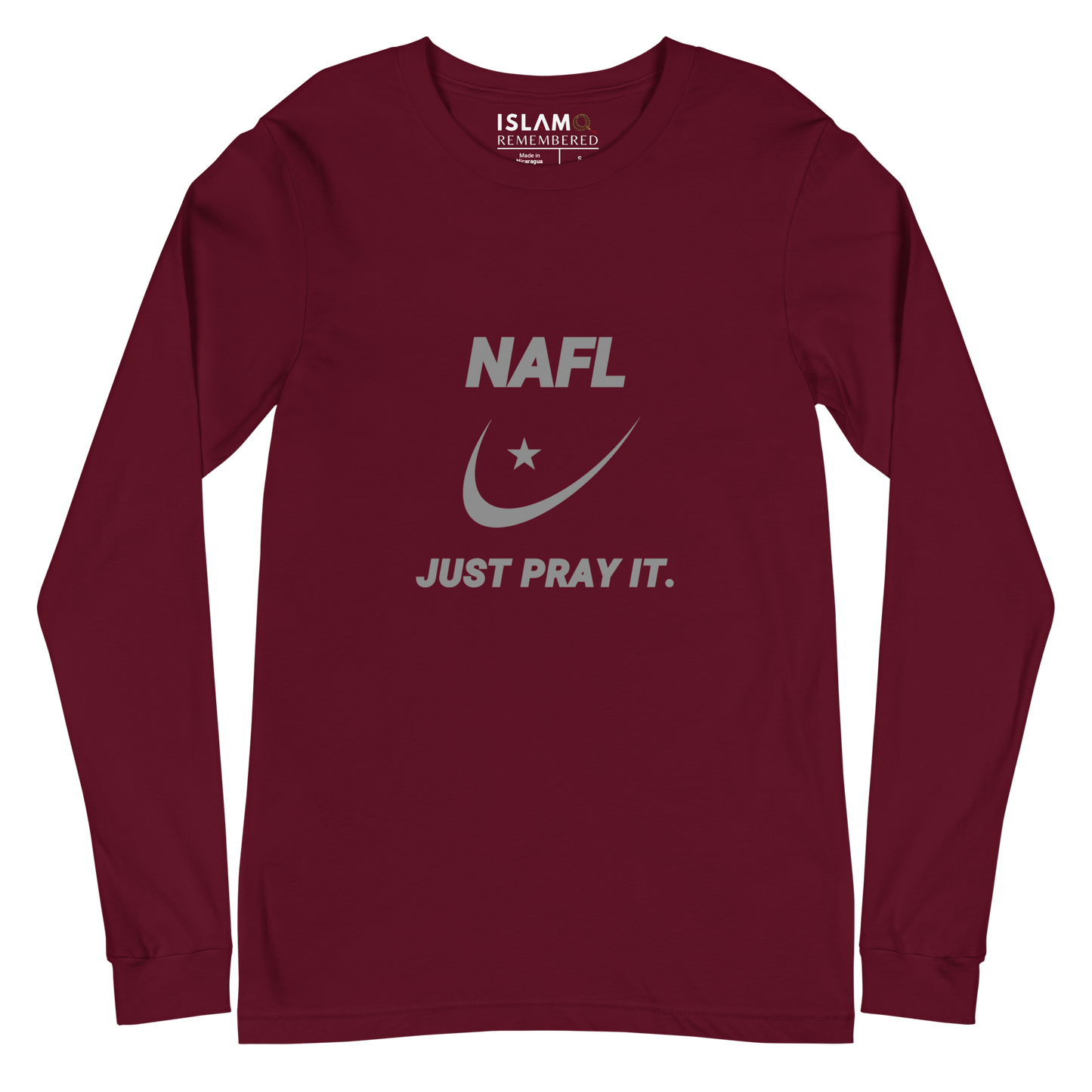 ADULT Long Sleeve Shirt - NAFL JUST PRAY IT w/ Logo - Silver