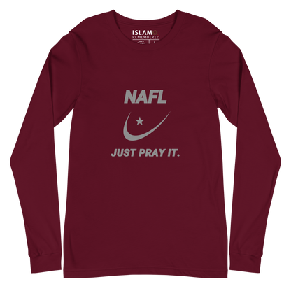 ADULT Long Sleeve Shirt - NAFL JUST PRAY IT w/ Logo - Silver