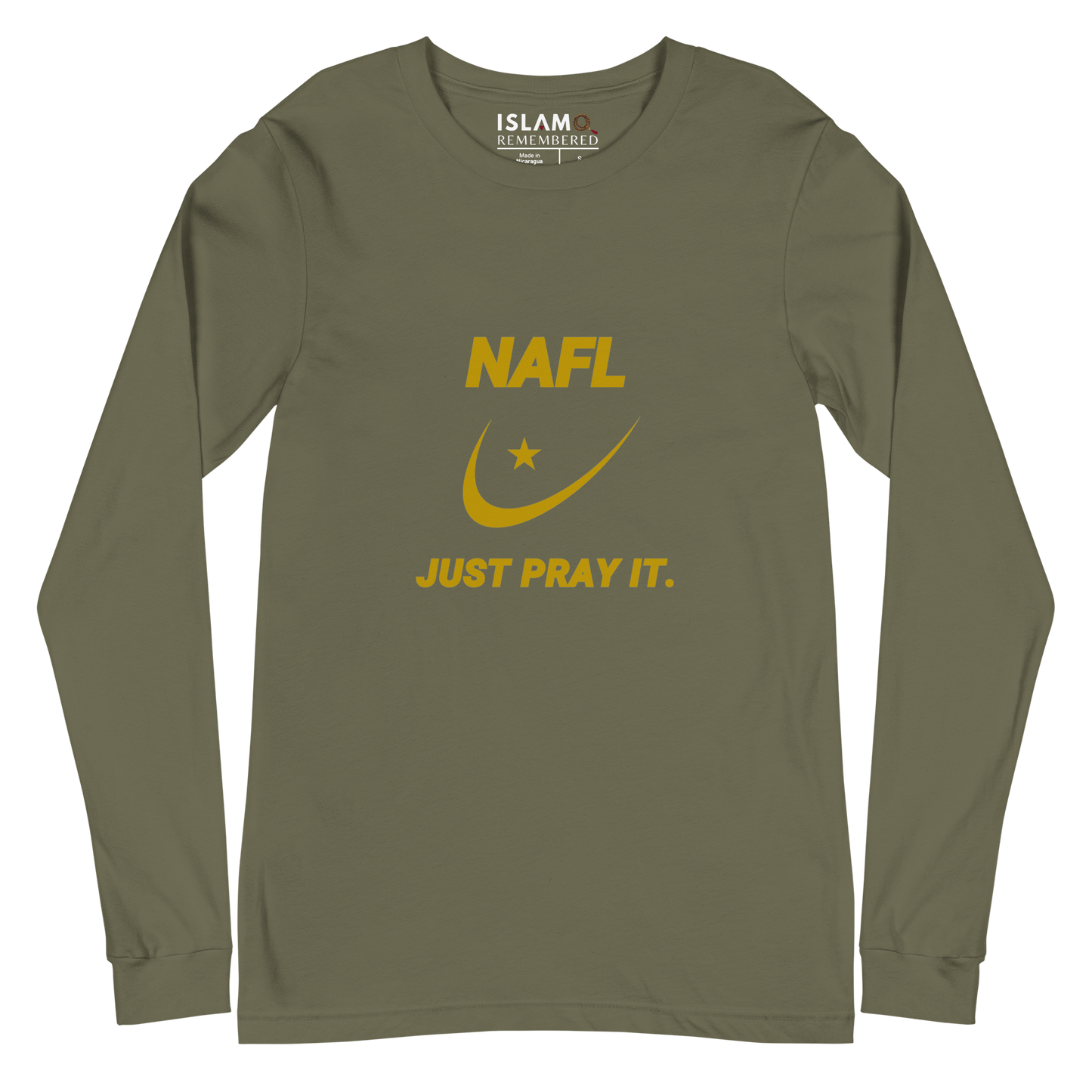 ADULT Long Sleeve Shirt - NAFL JUST PRAY IT w/ Logo - Gold