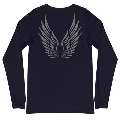 ADULT Long Sleeve Shirt - RISE OF UMMAH (Large Back Wings) - Silver/White