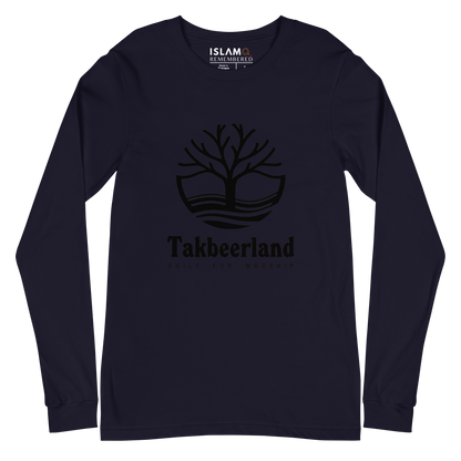 ADULT Long Sleeve Shirt - TAKBEERLAND FULL LOGO (Centered/Large) - Black