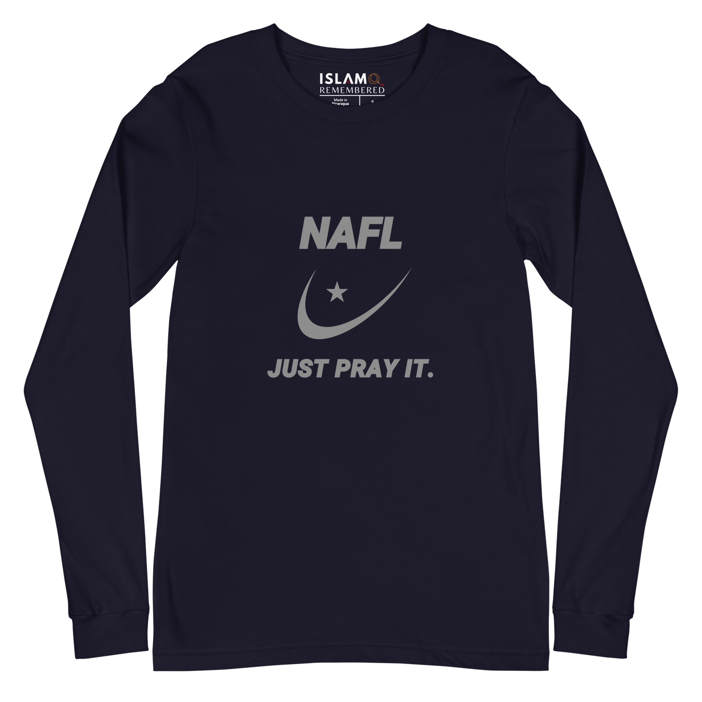 ADULT Long Sleeve Shirt - NAFL JUST PRAY IT w/ Logo - Silver