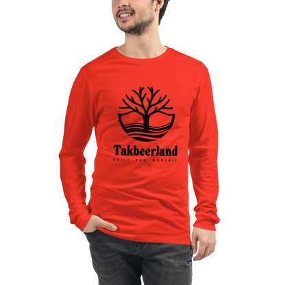 ADULT Long Sleeve Shirt - TAKBEERLAND FULL LOGO (Centered/Large) - Black