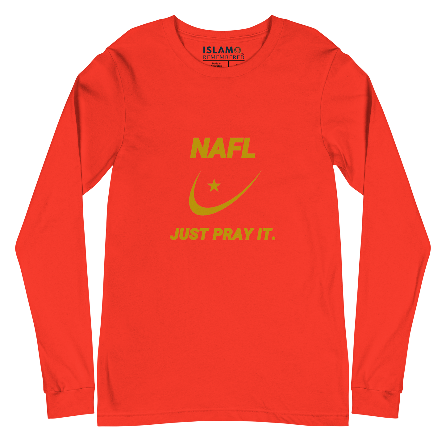 ADULT Long Sleeve Shirt - NAFL JUST PRAY IT w/ Logo - Gold