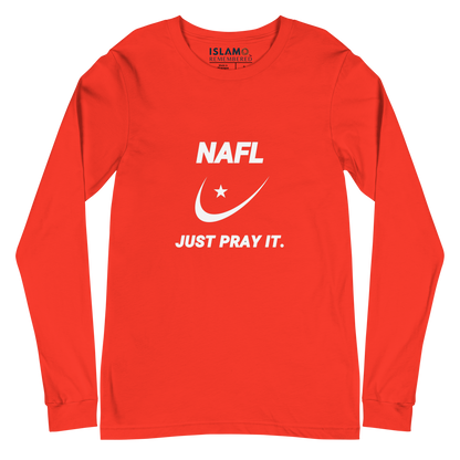 ADULT Long Sleeve Shirt - NAFL JUST PRAY IT w/ Logo - White